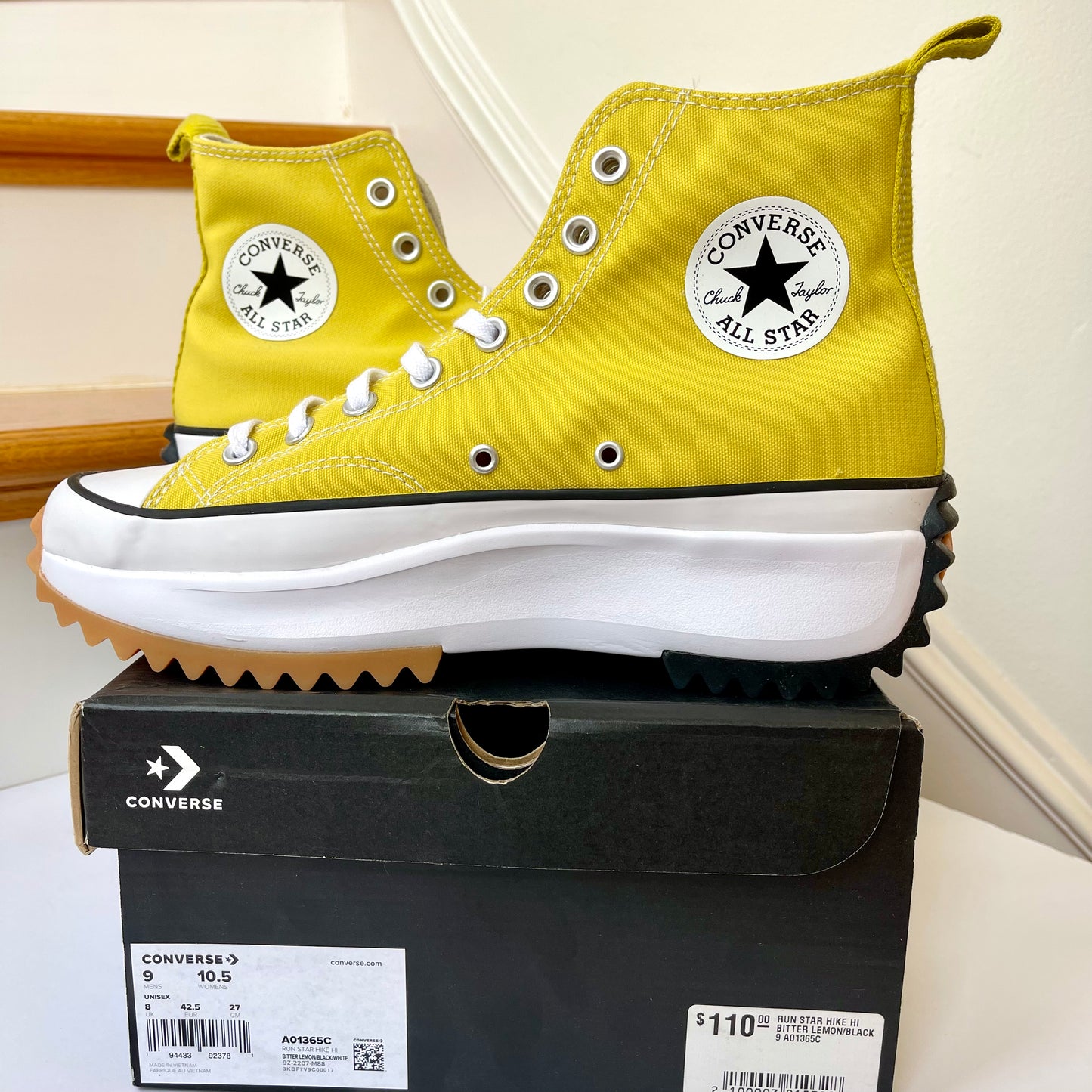 Converse Run Star Hike Platform in Bitter Lemon high top Chuck Taylor sneakers