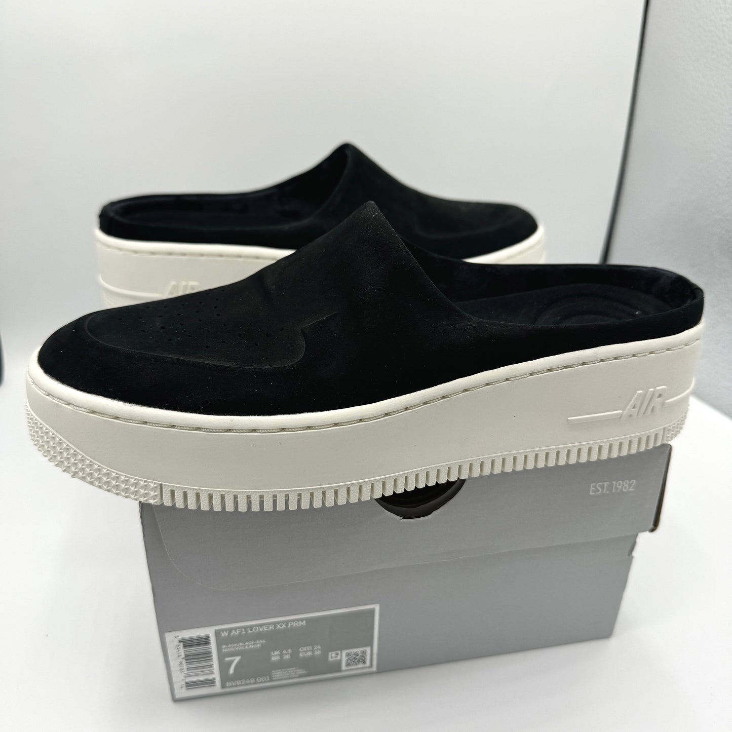 Nike Air Force 1 Lover XX Black Suede Leather Slip On Mule Platform sneakers