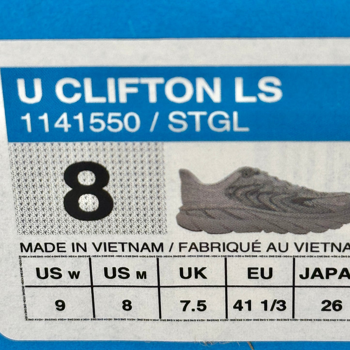 Hoka Clifton LS Grey Unisex in Stardust / Galactic Grey