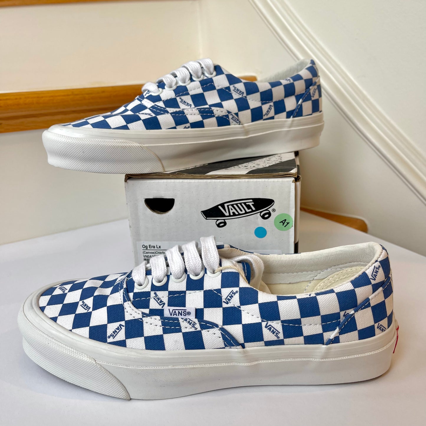 Vans OG Era LX Lace Up Sneakers in blue logo checkerboard classic sneakers