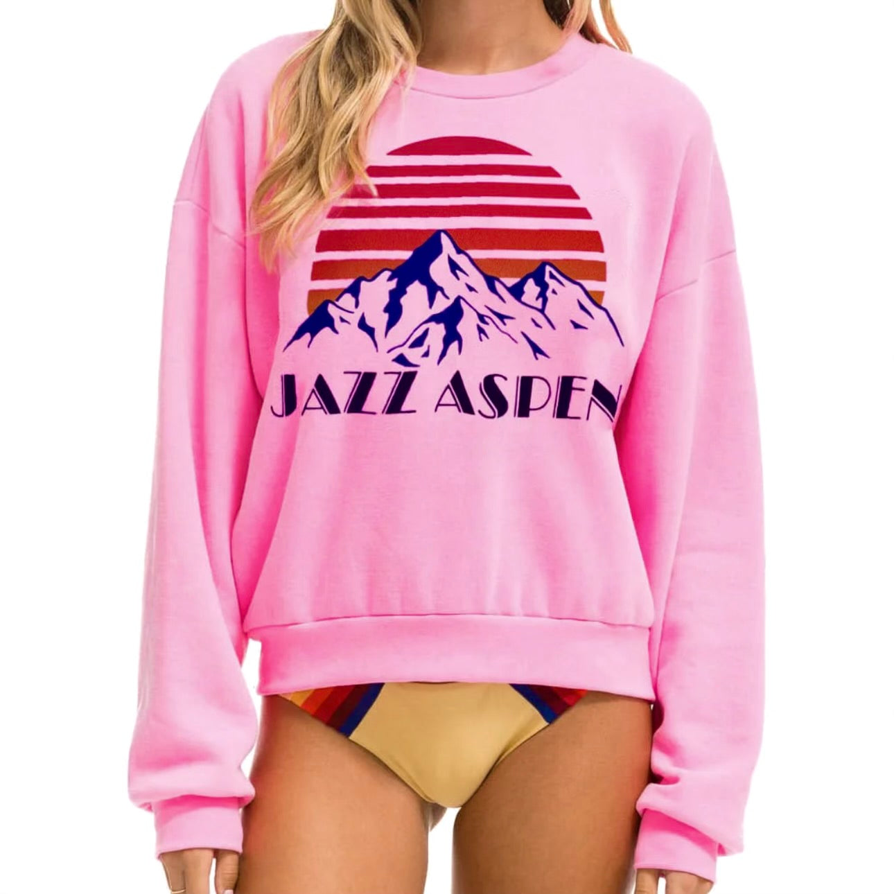 Aviator Nation Aspen Snowmass Jazz Music Festival Crewneck Sweatshirt - Neon Pink