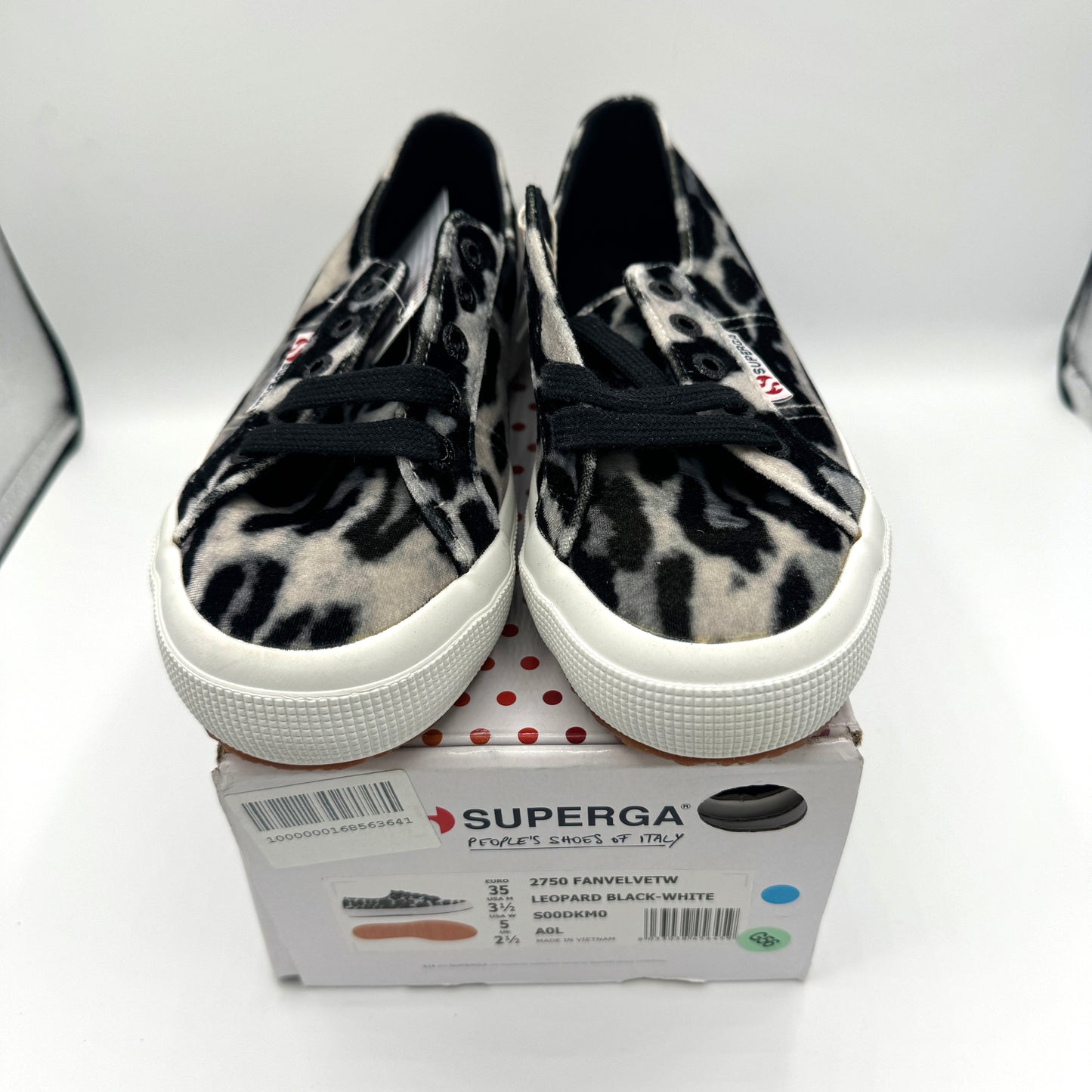 Superga Classic Low Velvet Leopard Cheetah Black White Sneakers Shoes Unisex