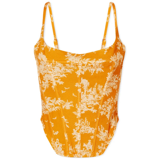 Miaou Venus Corset V Top in Clementine Toile Orange