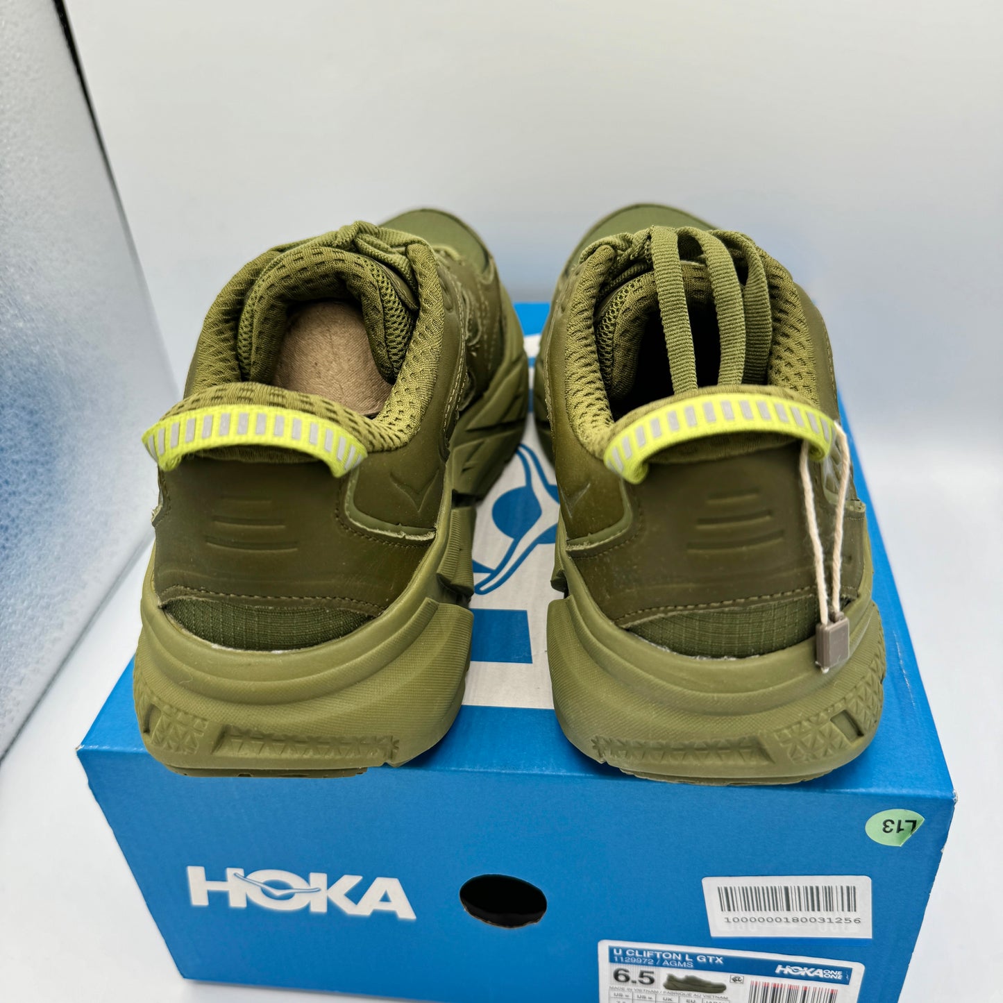 Hoka Clifton Leather Gore-Tex Waterproof Unisex Green Khaki Olive AGMS