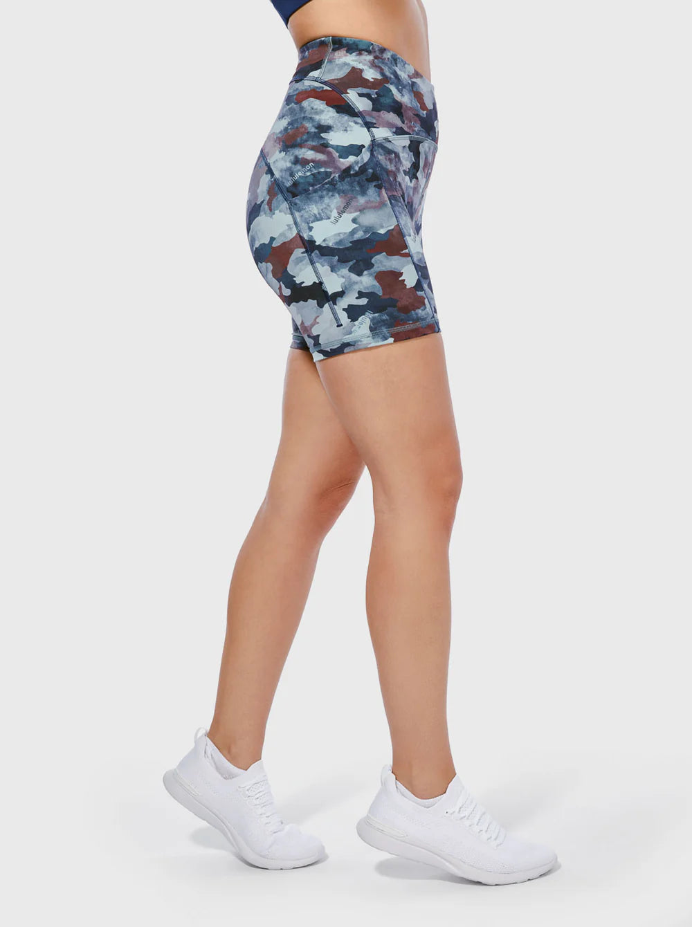 Lululemon Power Thru HR High Rise Short Color Seam in Blue Camo 6” Inseam