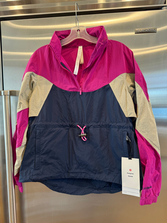Lululemon Evergreen Anorak Jacket - New with Defect , Ripened Raspberry / Cafe Au Lait / Navy