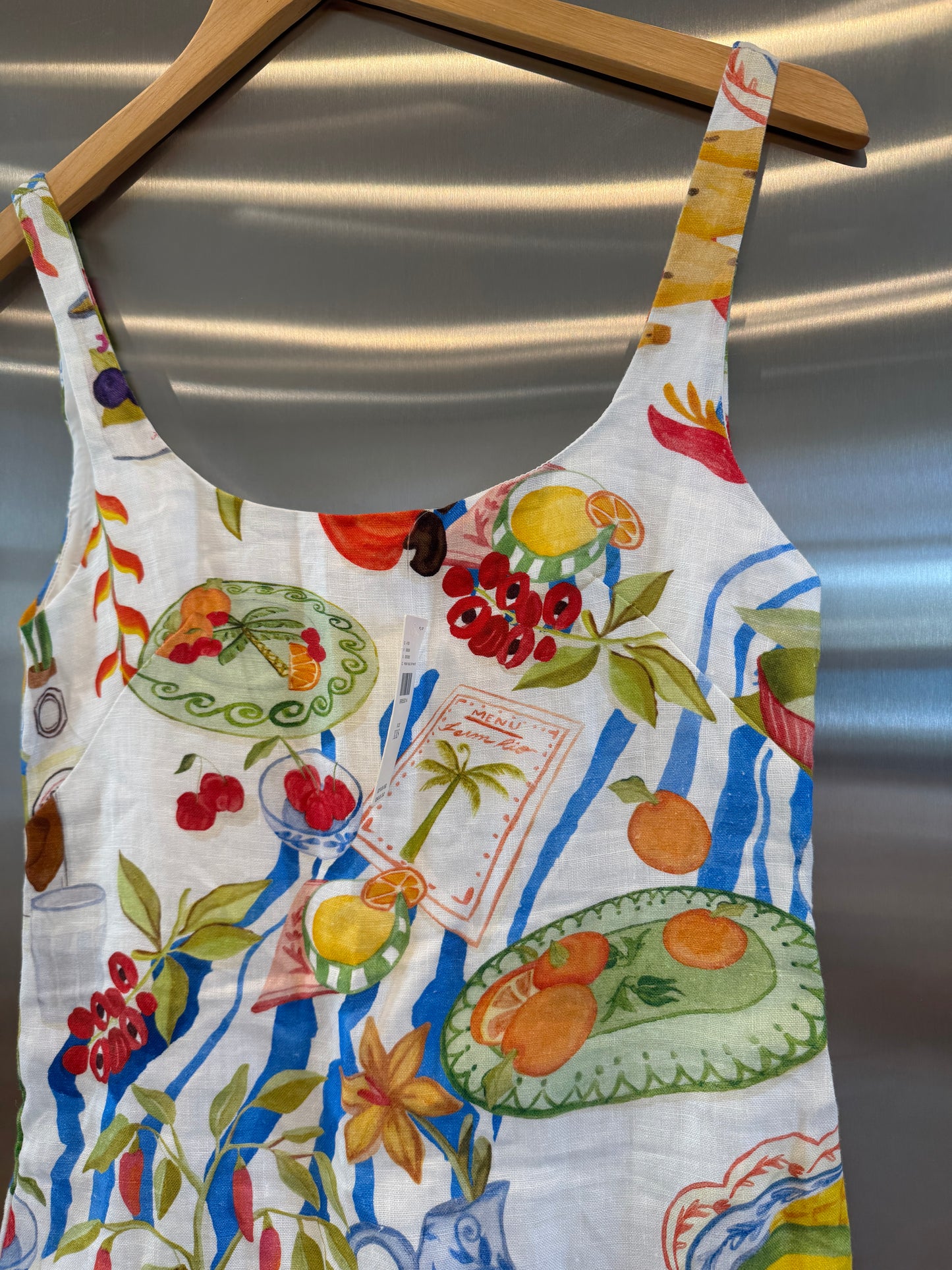 Farm Rio Linen Mini Dress in Fresh Table Multicolor