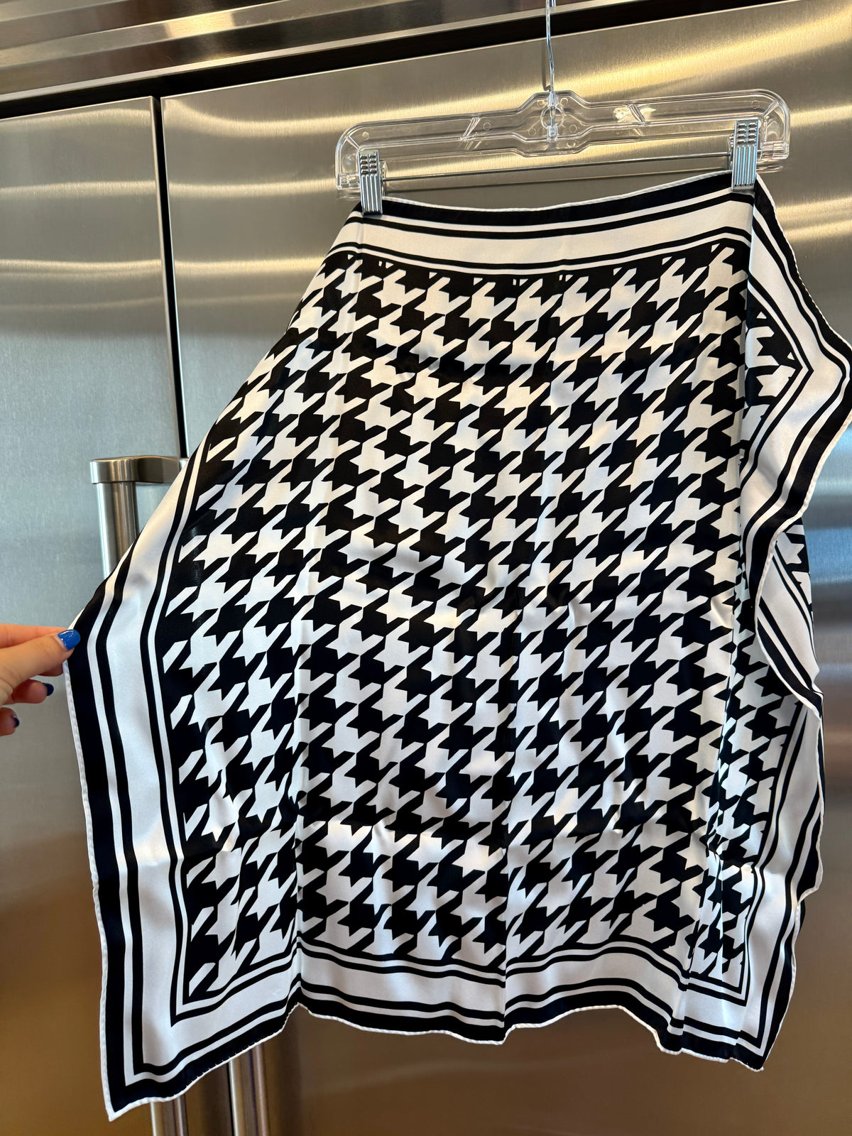 Porsche x Soho House Satin Pepita Black / White Houndstooth Heritage Pasha Scarf Bandana