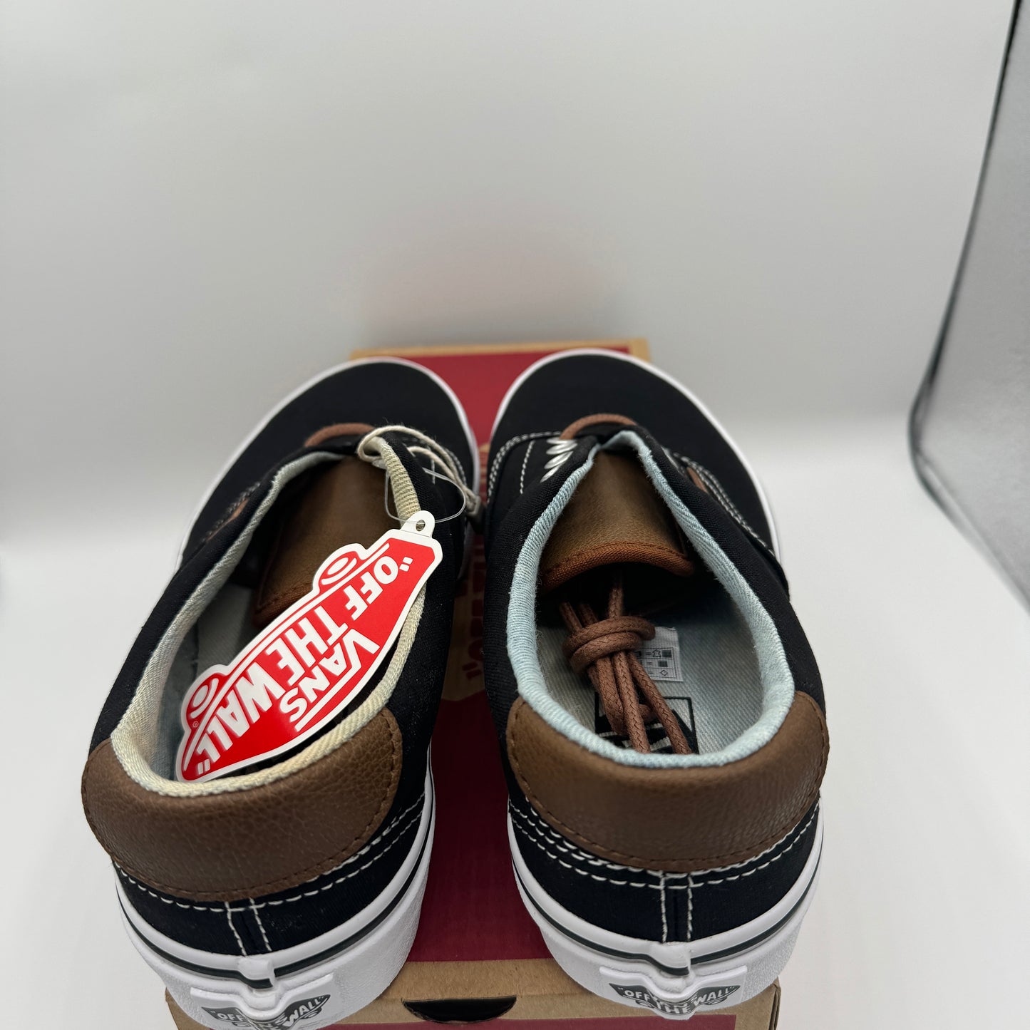 Vans Classic Era 59 Sneakers in Black C & L Acid Denim Brown Leather Trim