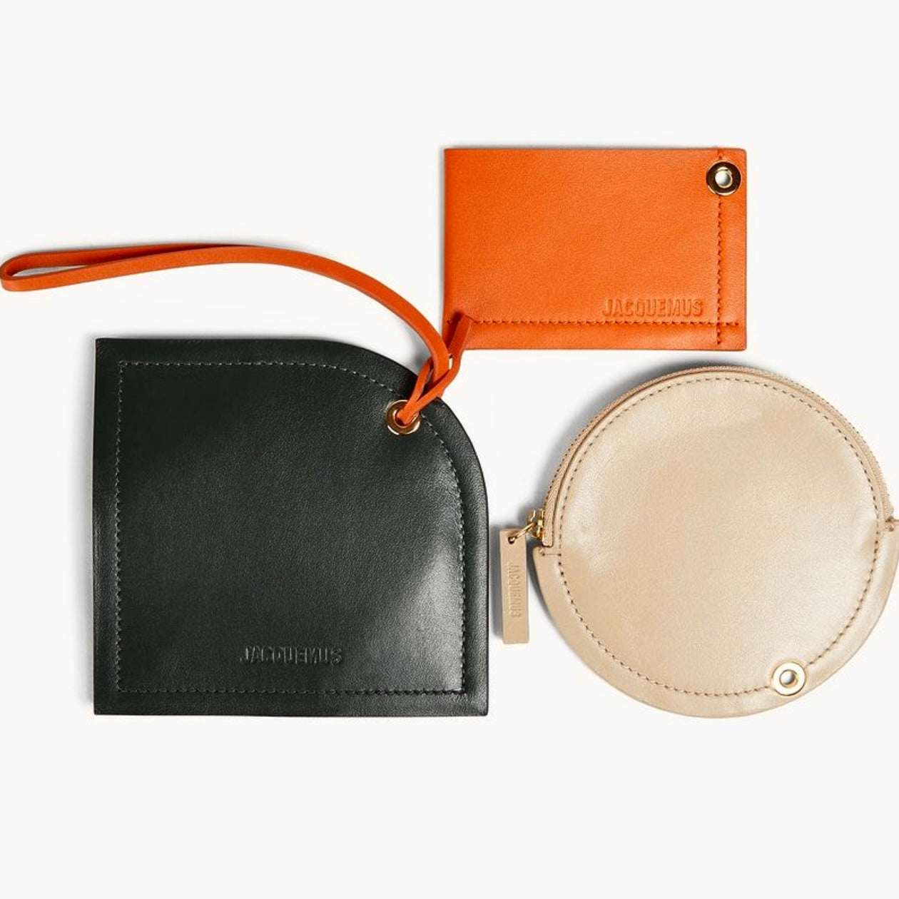 Jacquemus 3 Piece Leather Wallet Le Porte Rond Carre Trio Jacquemus 3 Piece Leather Wallet Le Porte Rond Carre Trio