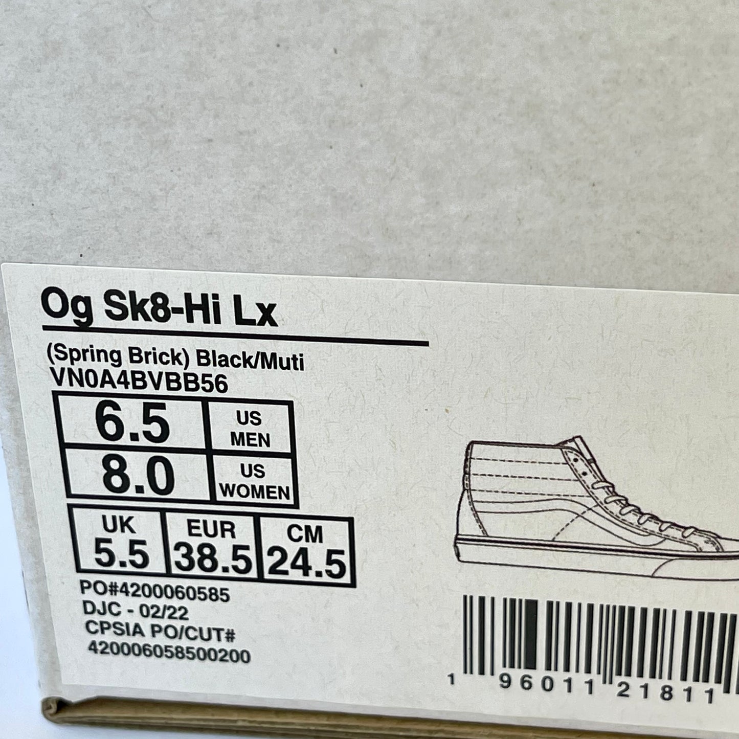 Vans Sk8 Hi LX Leather Sneakers in Black / Spring Brick Multi Shoes