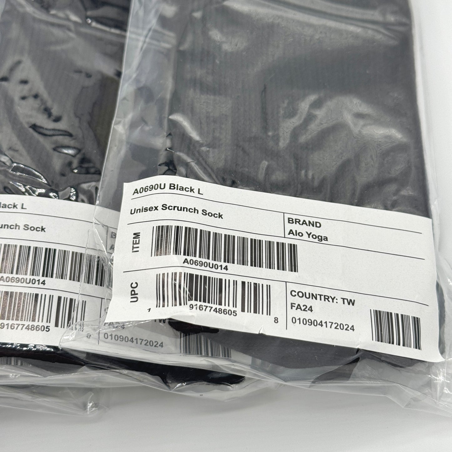 Alo Yoga (Bundle) Unisex Scrunch Socks, 5x Pairs - Black