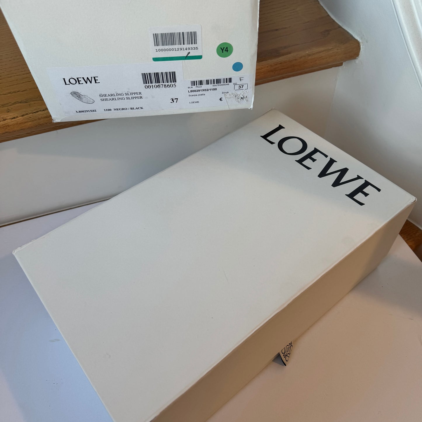 Loewe Slippers with leather anagram and black Shearling Fur , brand NEW