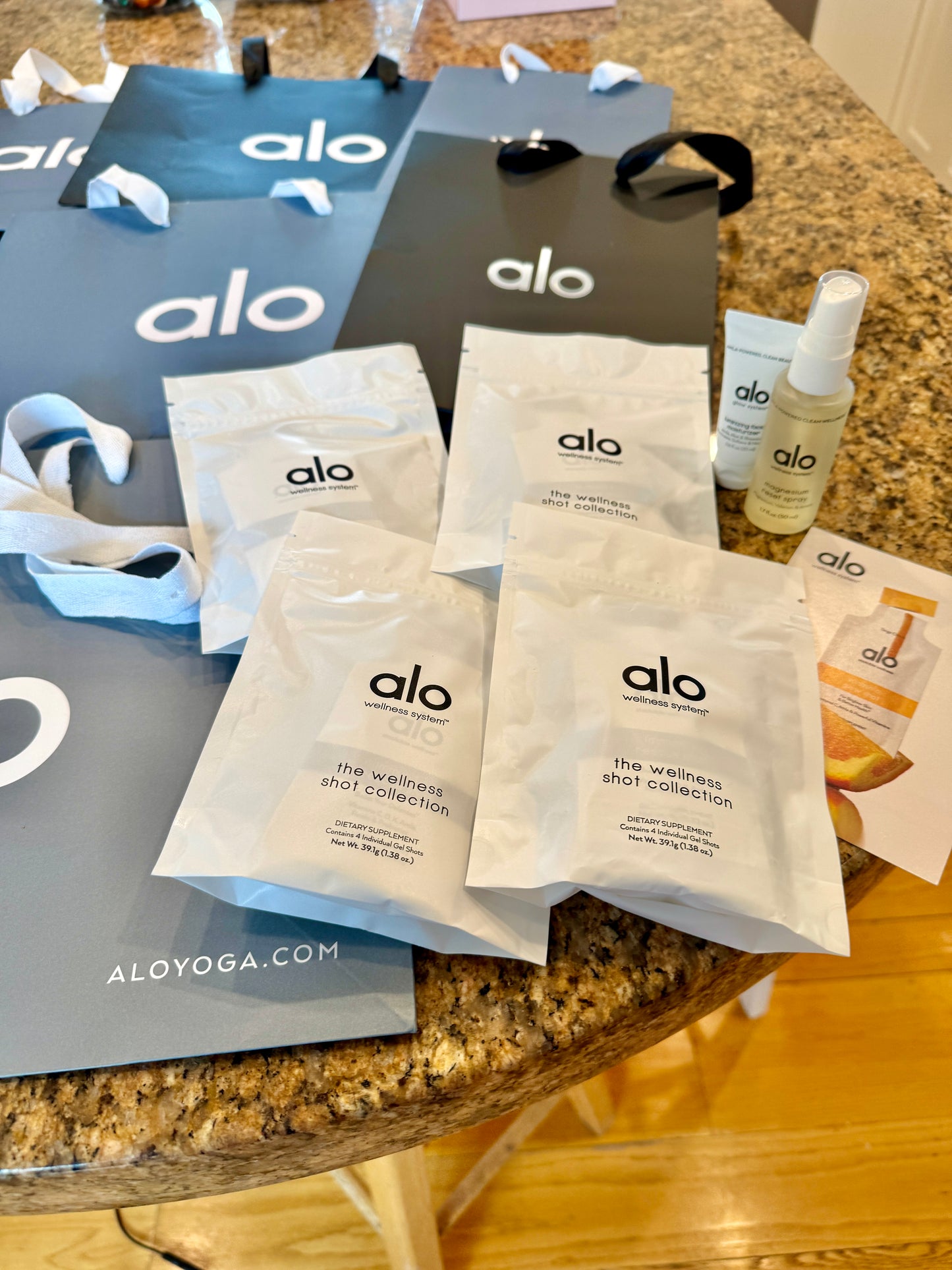 Alo Yoga Bundle of Travel Wellness and (6) Paper Bags / Gift Bags