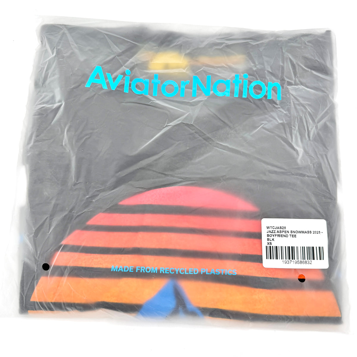 Aviator Nation Aspen Snowmass Jazz Festival 2025 Cropped Boyfriend Tee Shirt - Charcoal Grey