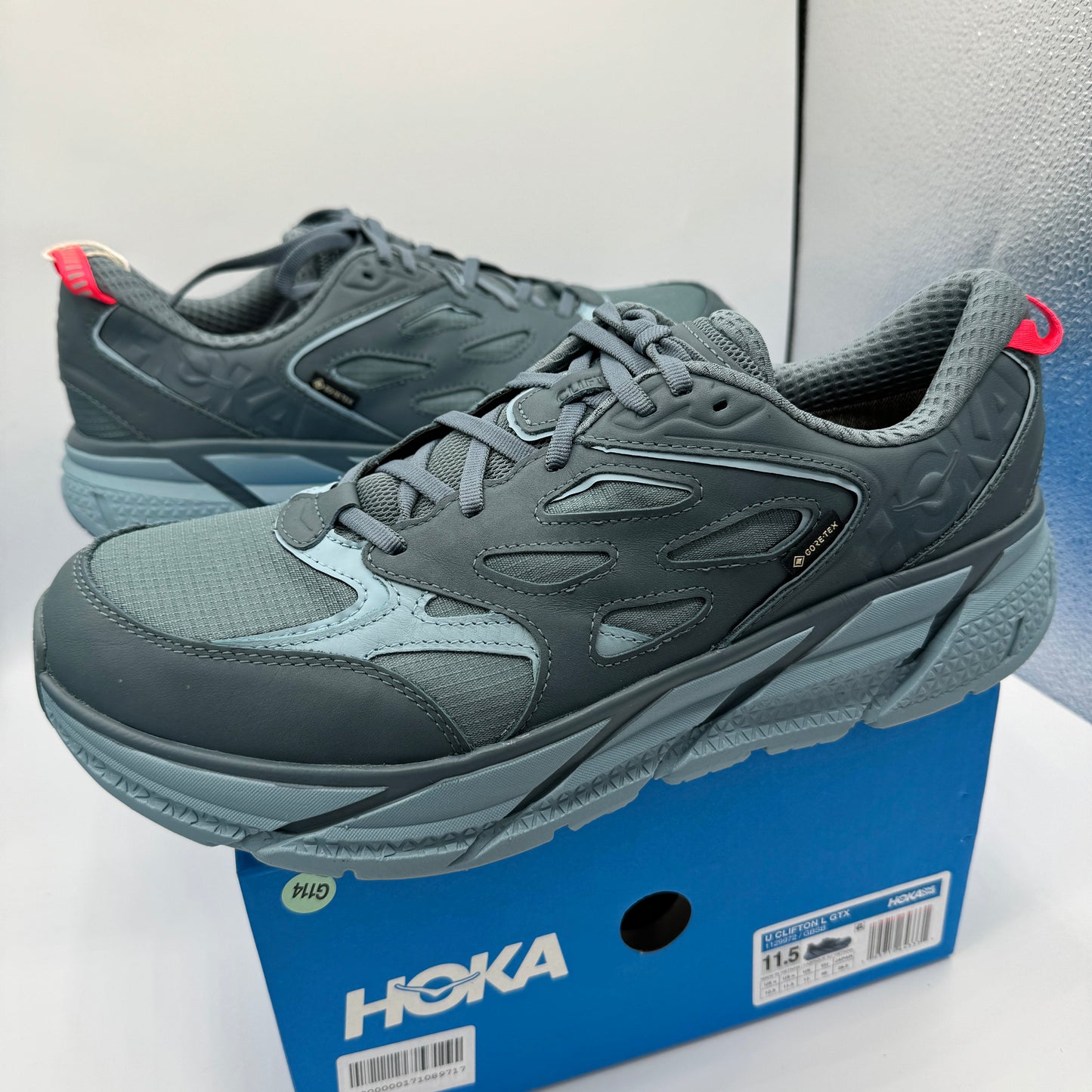 Hoka Clifton Leather Gore-Tex Waterproof Unisex Goblin Stone Blue GBSB