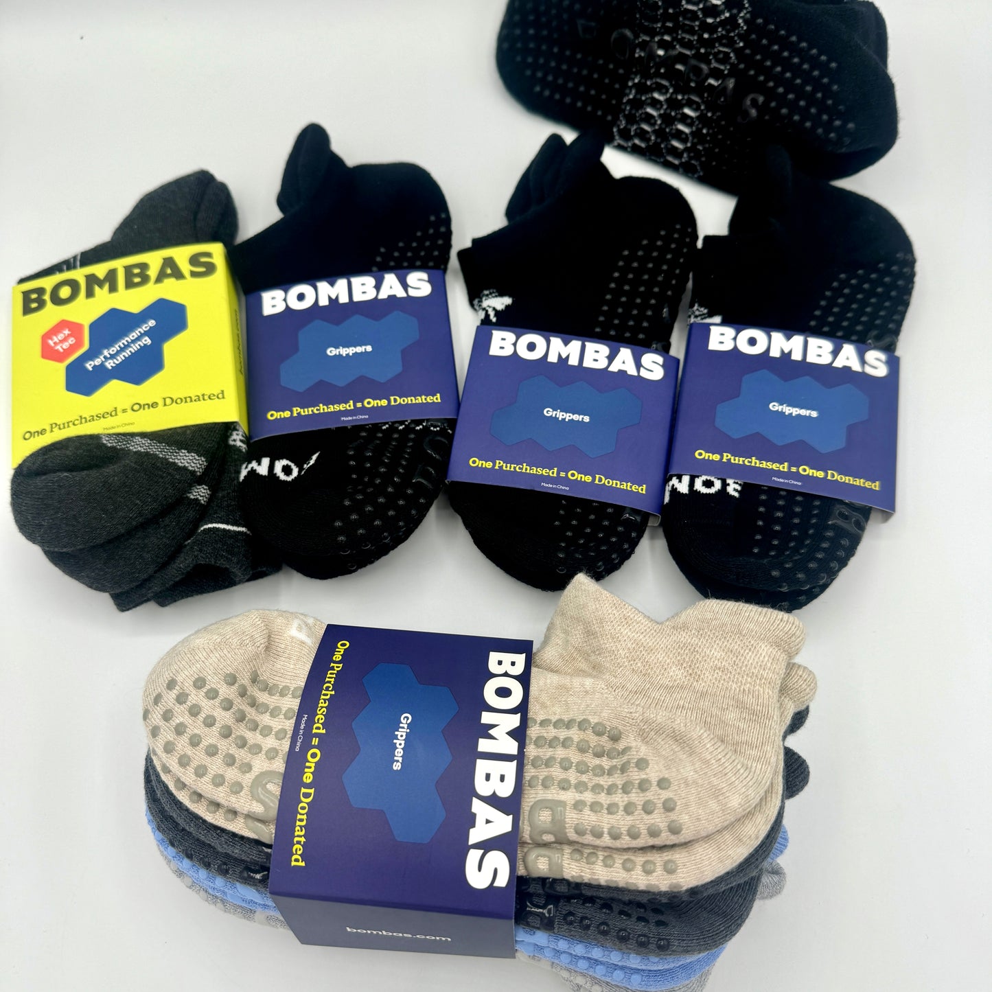 Bombas Bundle: 9 Pairs Grip Socks BUNDLE Grippers Athletic Pilates Multicolor