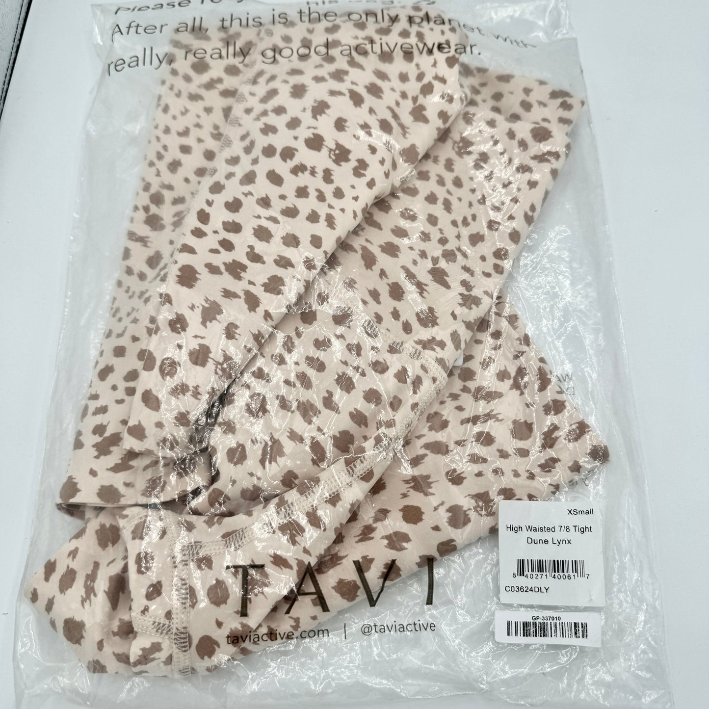 Tavi Yoga High Waisted 7/8 Length Dune Lynx Leggings Tan Cheetah Leopard NEW