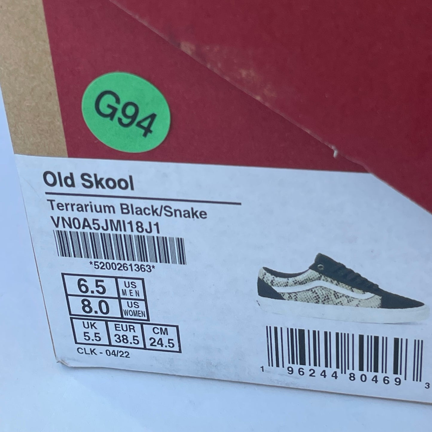 Vans Old Skool Black Suede sneakers with snake skin leather low top shoes