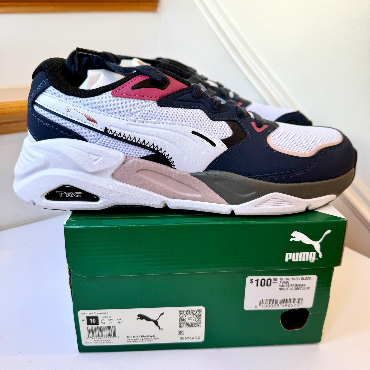 Puma TRC Mira Block Athletic Shoes Navy Blue / Pink Womens Sneakers