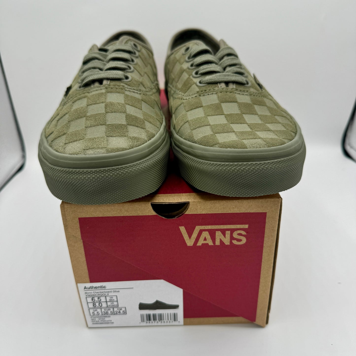 Vans Authentic Classic Low Top Sneaker Monochrome olive green checker board