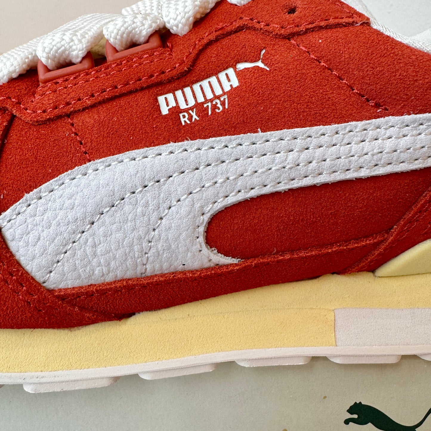 Puma Rx 737 Echo Summit sneakers in Rooibos Tea / Marshmallow orange shoes