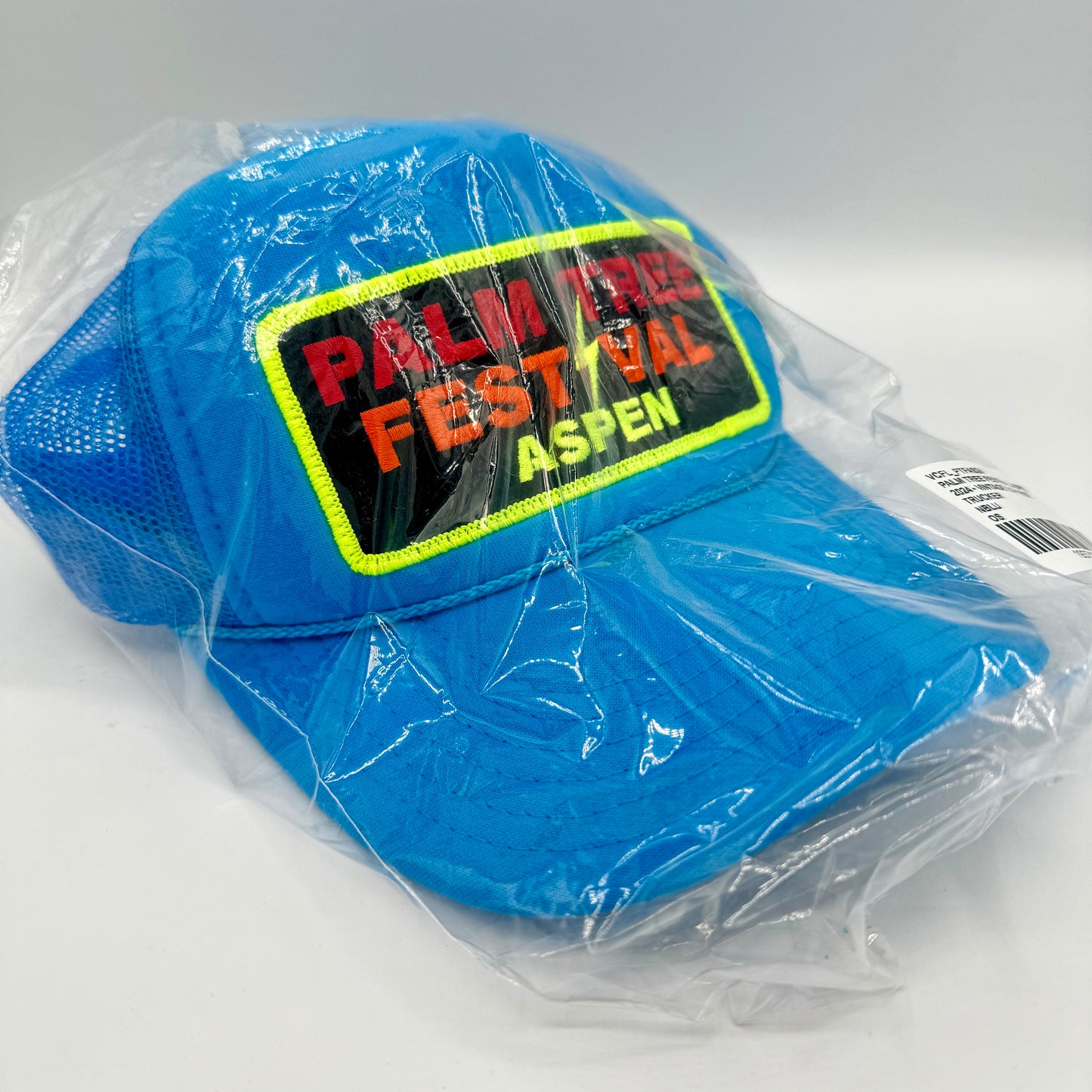 Aviator Nation Palm Tree Festival Aspen Trucker Hat in Neon Blue