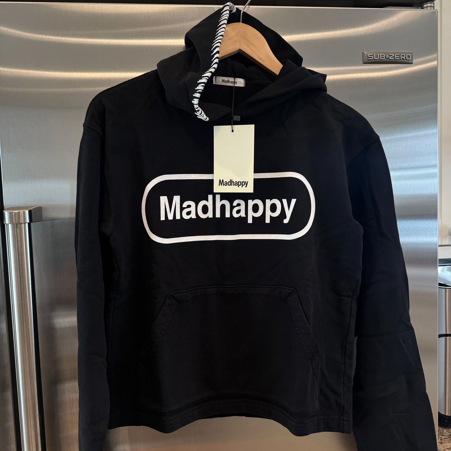 MadHappy Classics Universal Hoodie in black Pill logo design embroidered