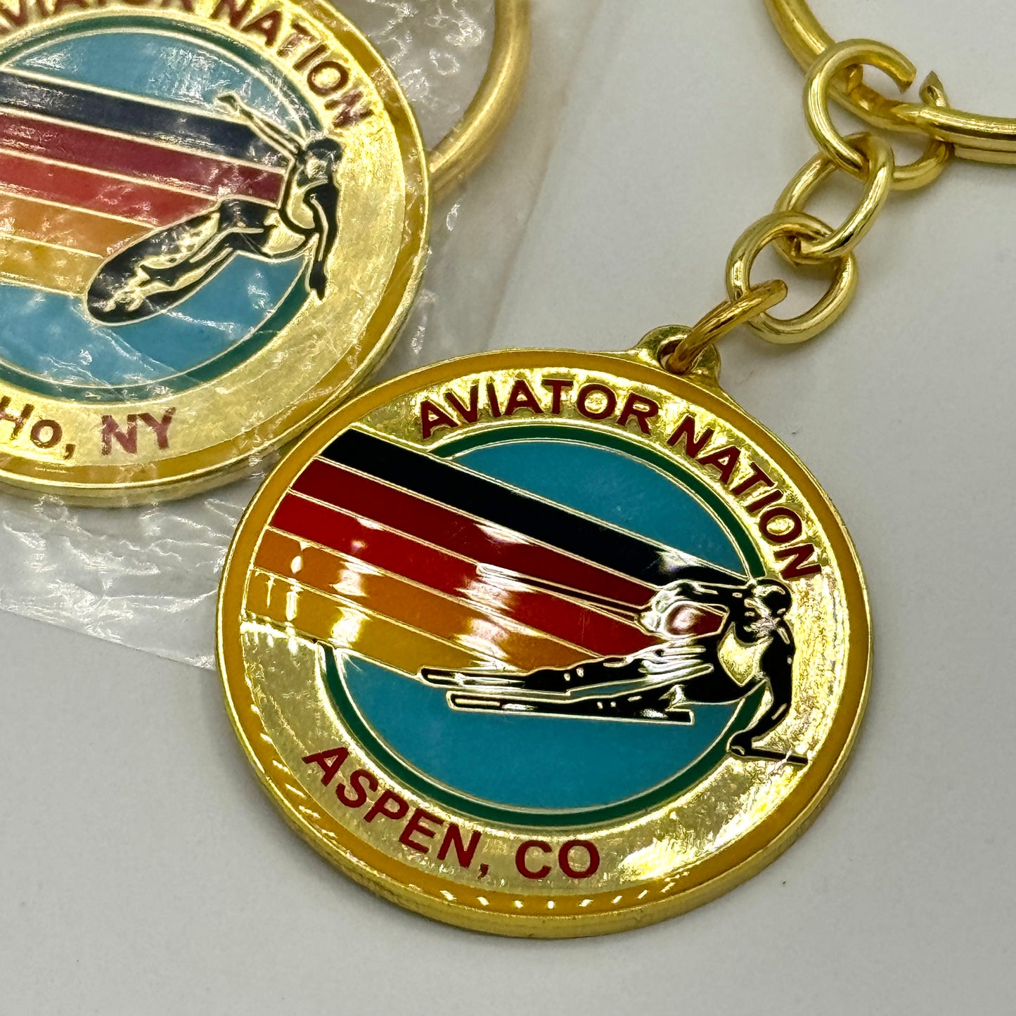 Aviator Nation BUNDLE (3) Logo Keychains Gold key chain brand new Aspen Soho