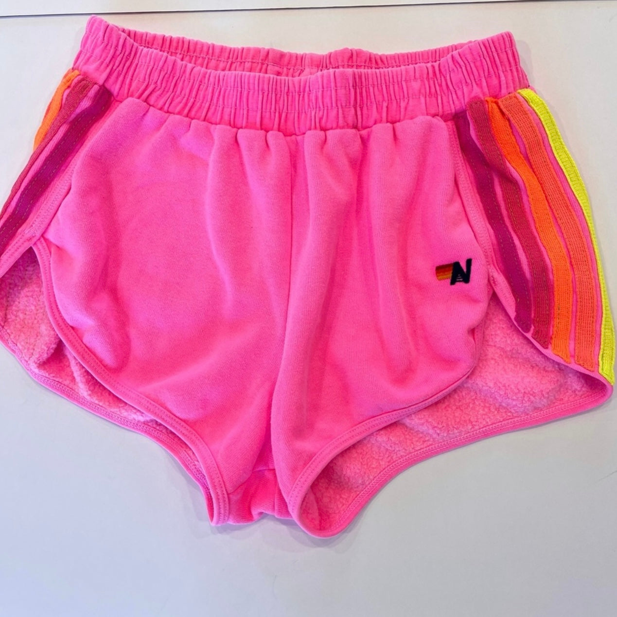 Aviator Nation 5 Stripe Jogger Shorts in Neon Pink - RARE / Discontinued