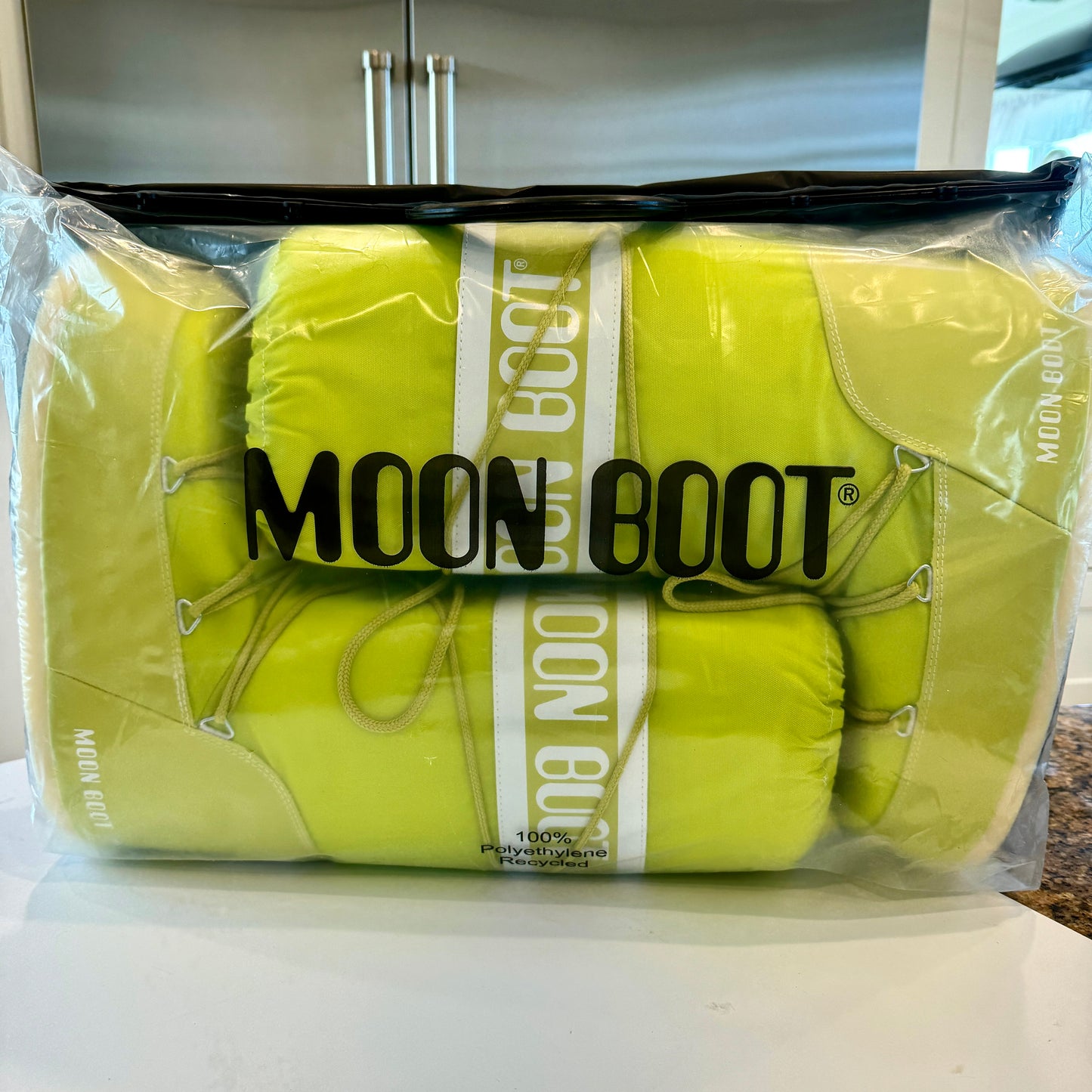 Moon Boot Nylon Icon Snow Boots Unisex Classic Tall Logos Lime Green