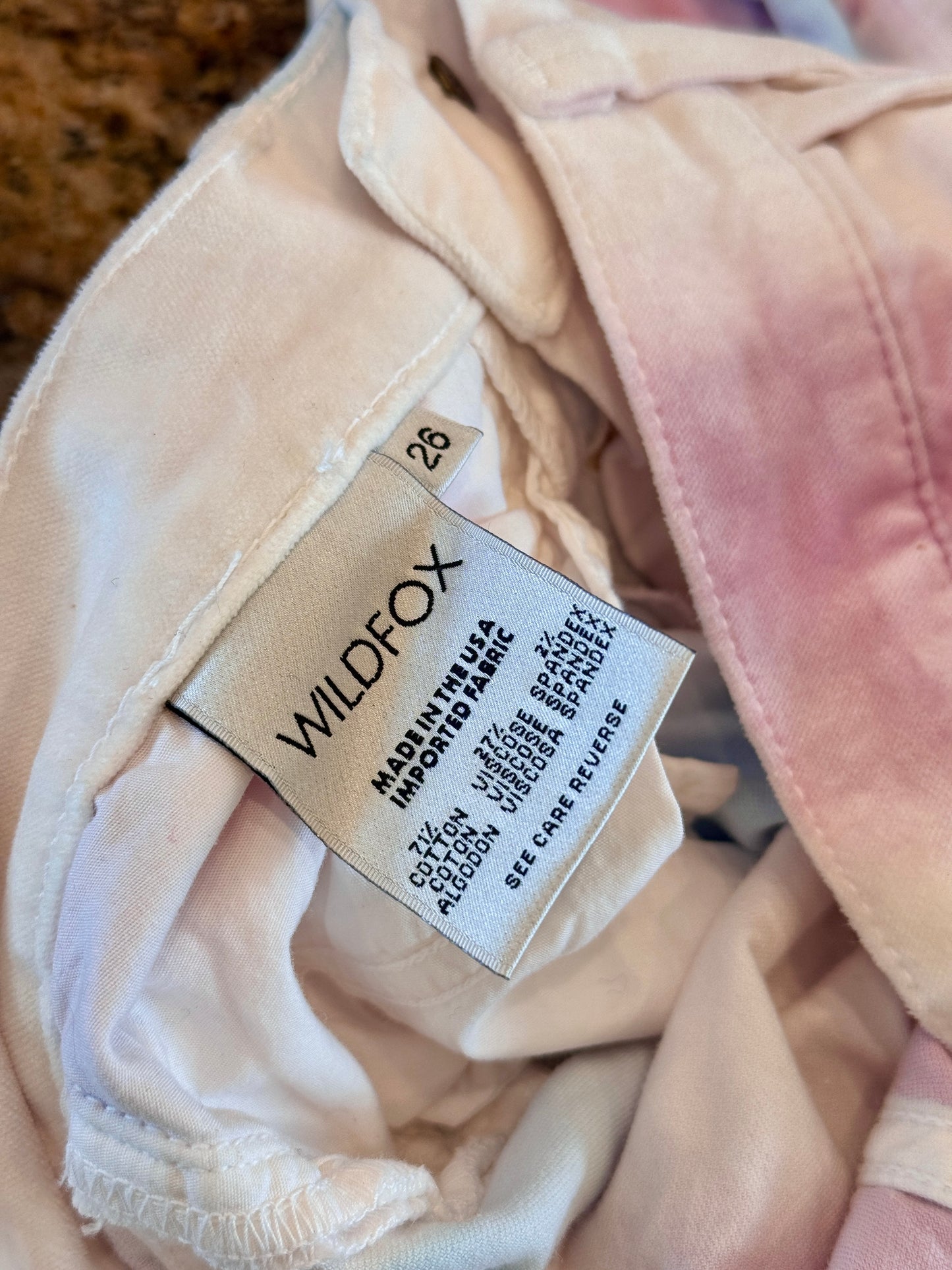 Wildfox Marianne Pant in Skinny Magic “In My Mind “ Pastel Multicolor Velvet