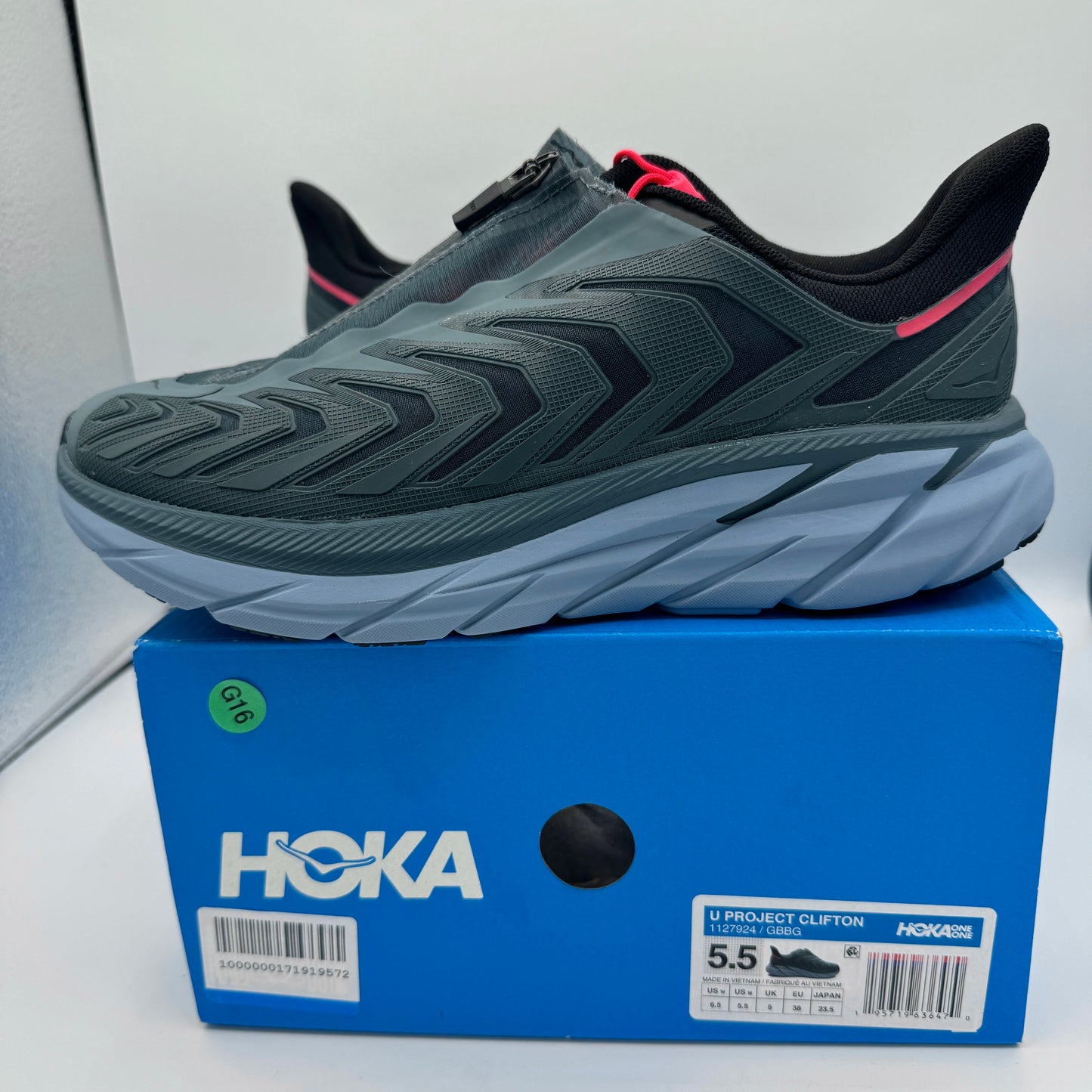 Hoka Project Clifton Unisex Shoes - Lead / Navy Goblin GBBG Blue