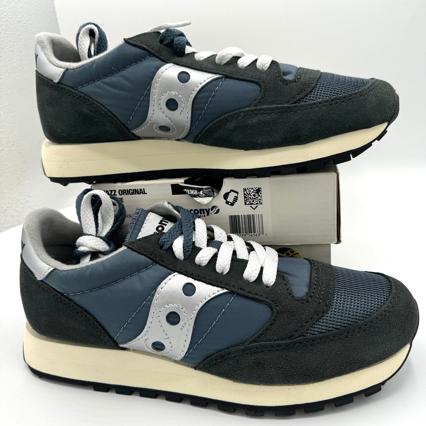 Saucony Jazz Vintage Classic Sneakers Navy Blue White Silver Original Runners