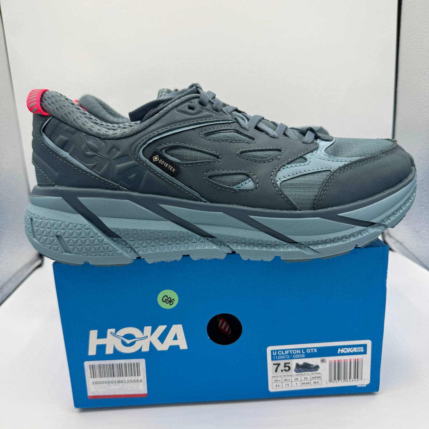 Hoka Clifton Leather Gore-Tex Waterproof Unisex Goblin Stone Blue GBSB