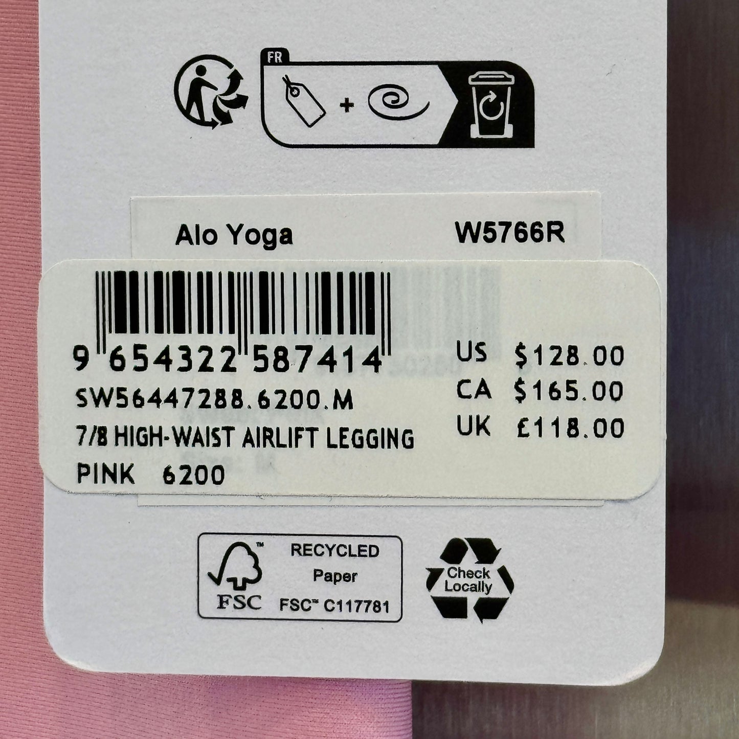 Alo 7/8 Airlift High Waist Legging - Sweet Pink