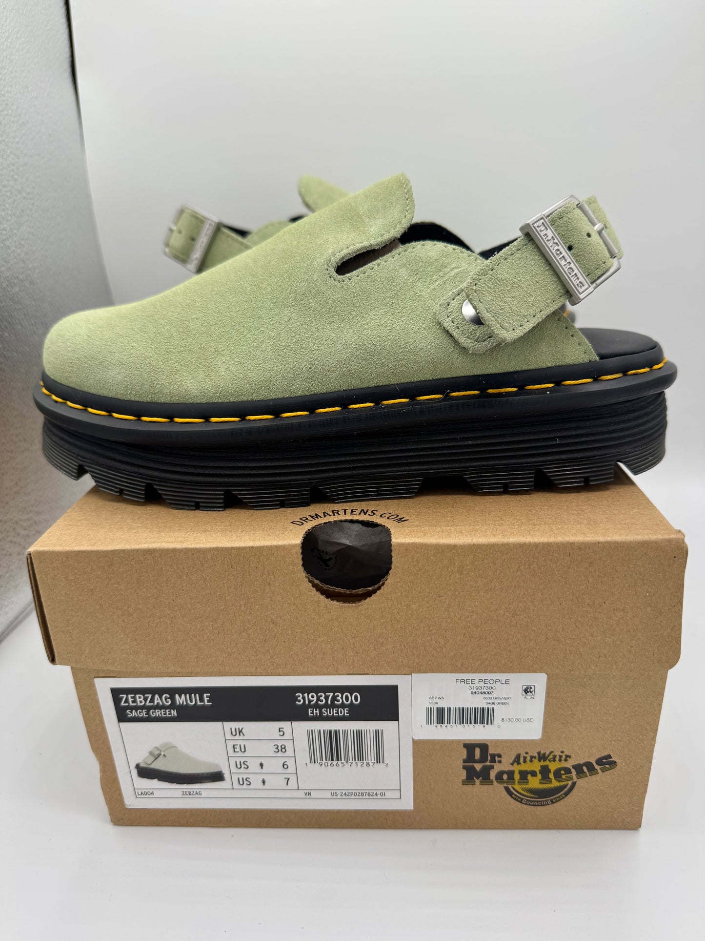 Dr Martens Zebzag Mule Unisex , Sage Green