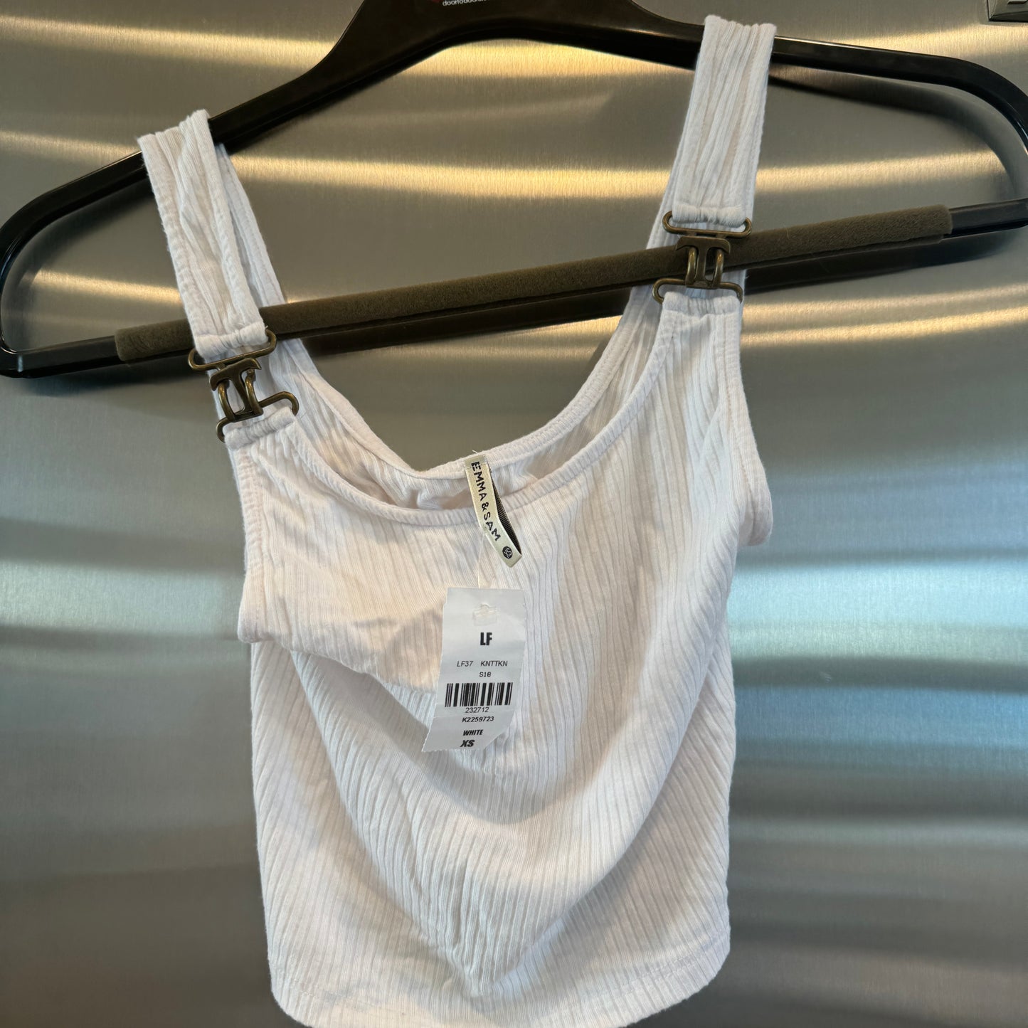 LF White Buckle Ribbed Crop Tank Top Cropped Shirt