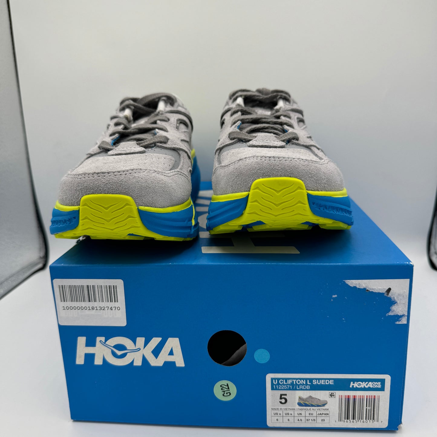 Hoka Clifton L Suede in Lunar Rock / Diva Blue UNISEX Shoes Leather