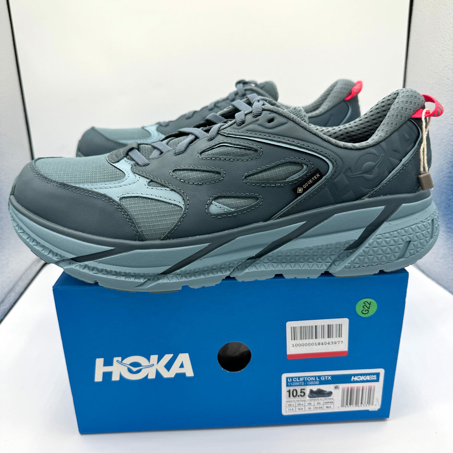 Hoka Clifton Leather Gore-Tex Waterproof Unisex Goblin Stone Blue GBSB