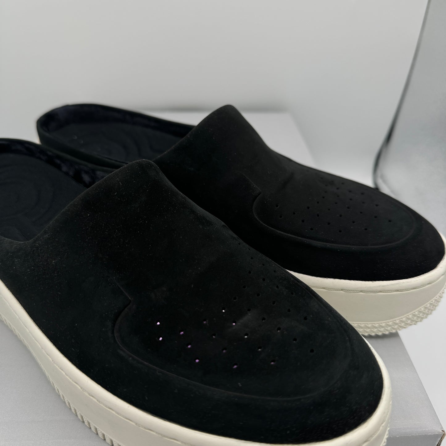 Nike Air Force 1 Lover XX Black Suede Leather Slip On Mule Platform sneakers