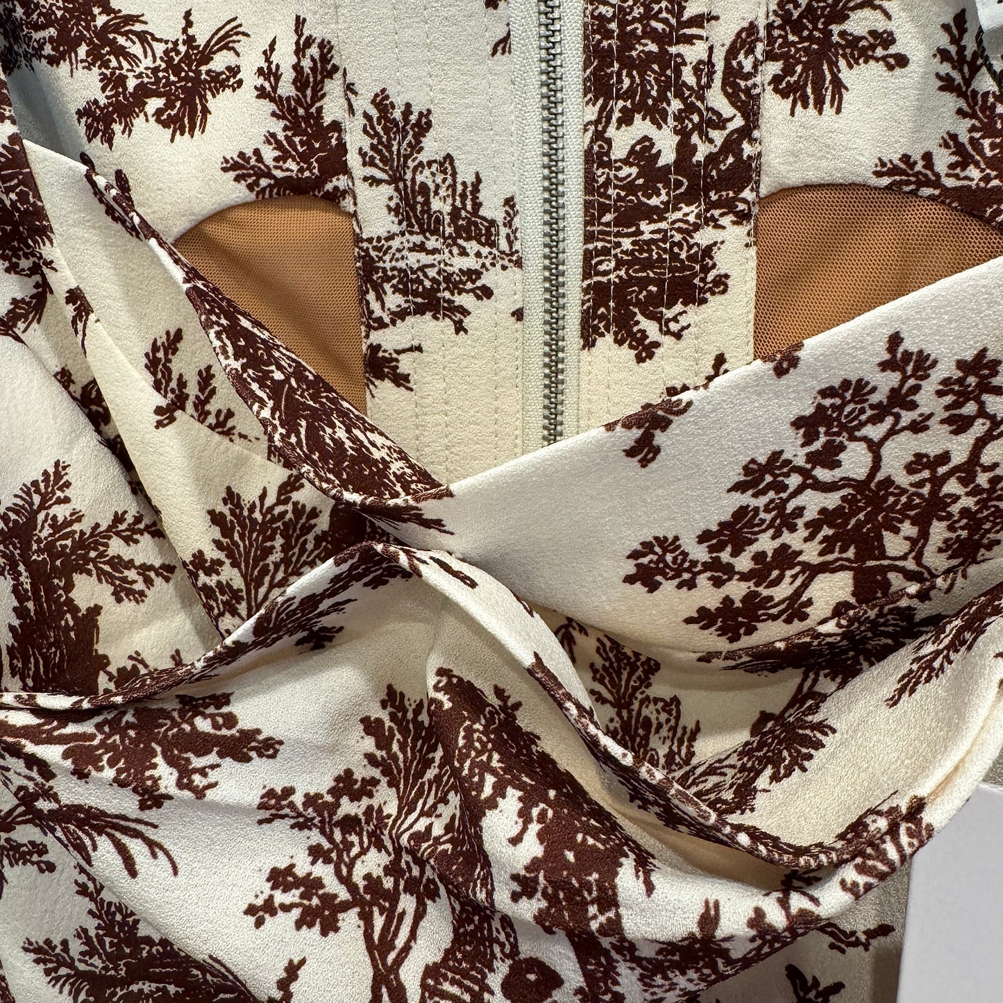 Miaou Imogene Corset in Brown Toile Top Stretch Crepe Fabric