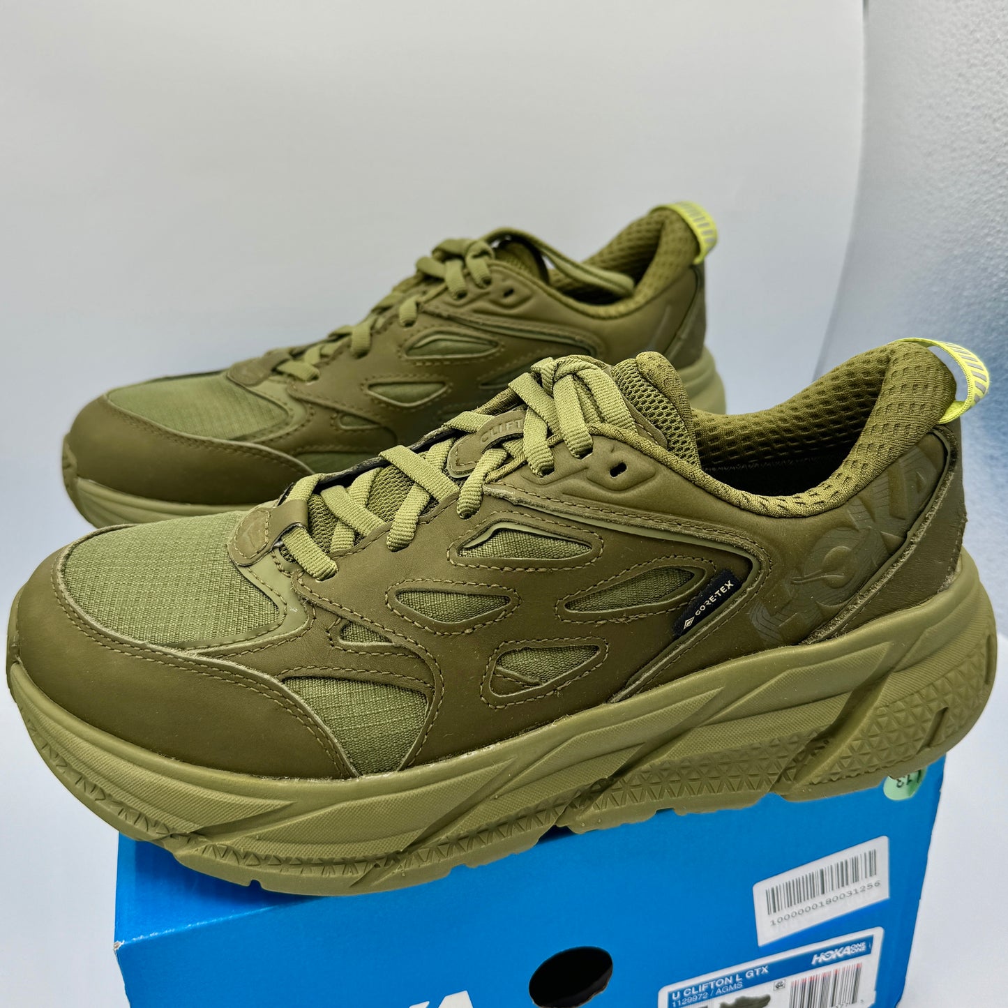 Hoka Clifton Leather Gore-Tex Waterproof Unisex Green Khaki Olive AGMS