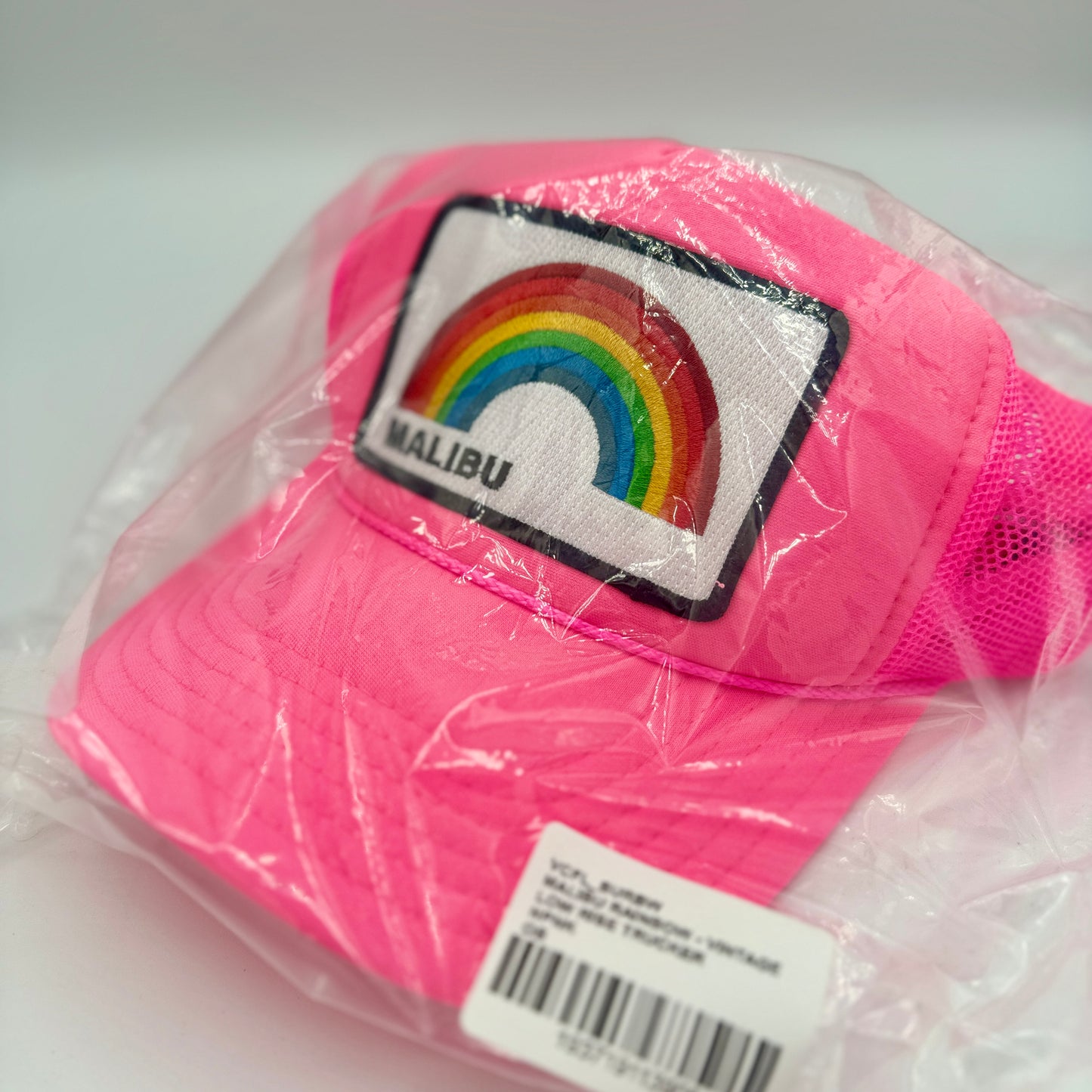 Aviator Nation Pink Trucker Hat Malibu Rainbow Patch Neon Embroidered