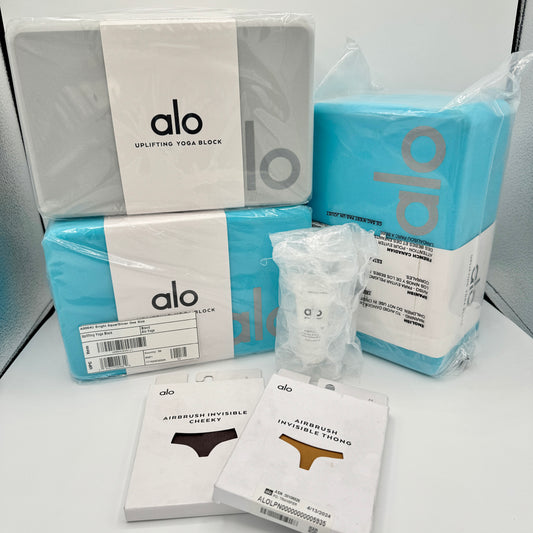 Alo Yoga Bundle of 3 Blocks 2 Underwear and Facial Lotion Combo Blue Grey Yoga