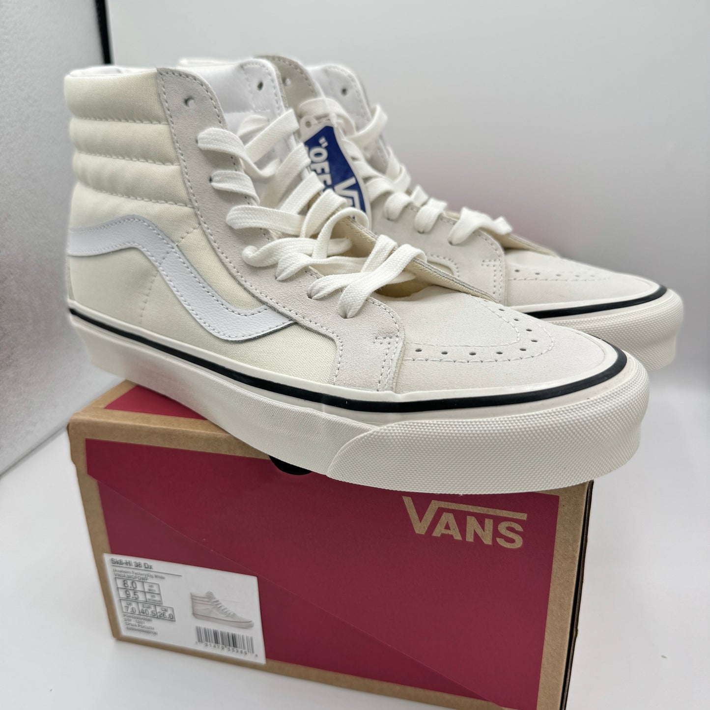 Vans Sk8 Hi 38 DX Cream OG White Anaheim Factory Edition UNISEX Brand New Sneakers