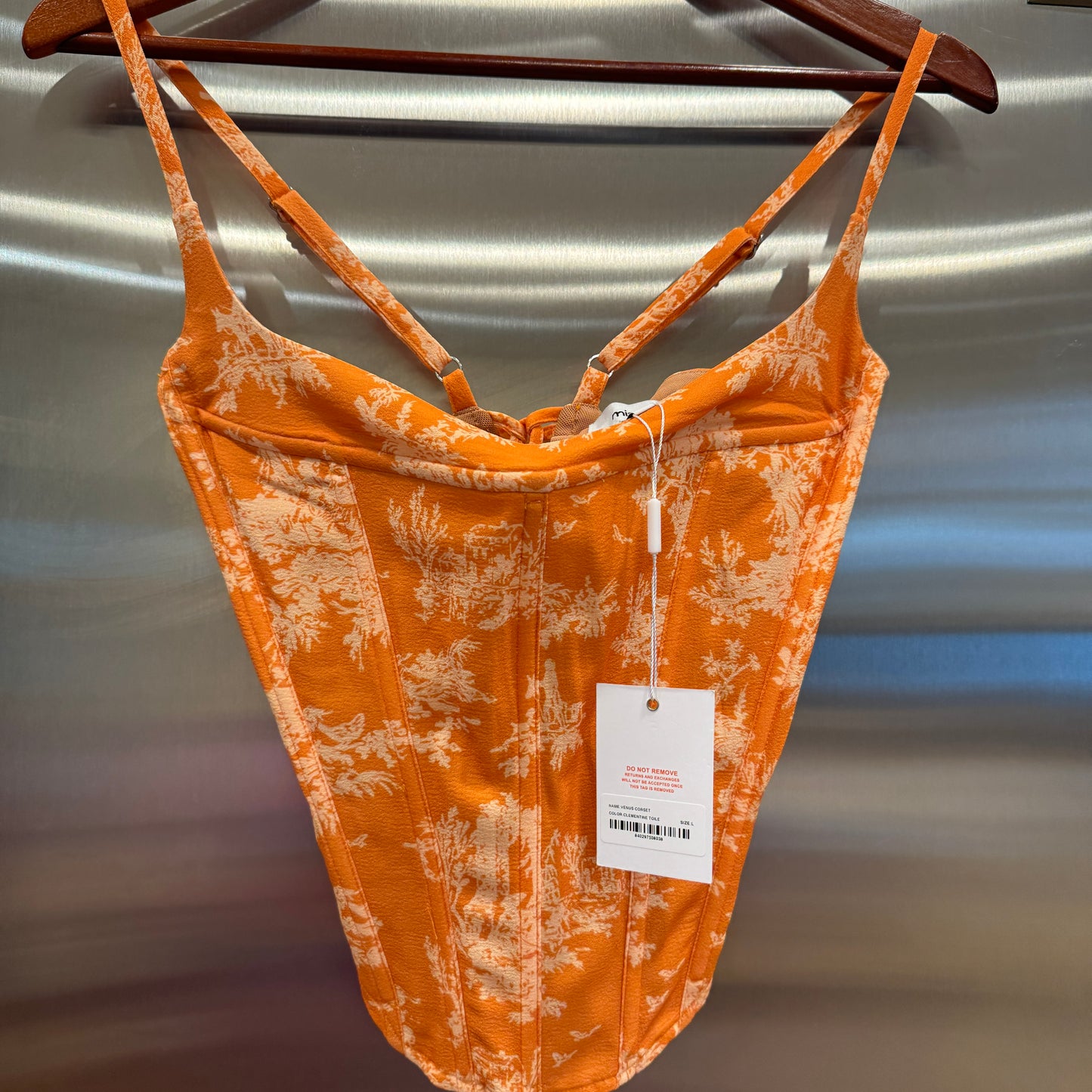 Miaou Venus Corset V Top in Clementine Toile Orange