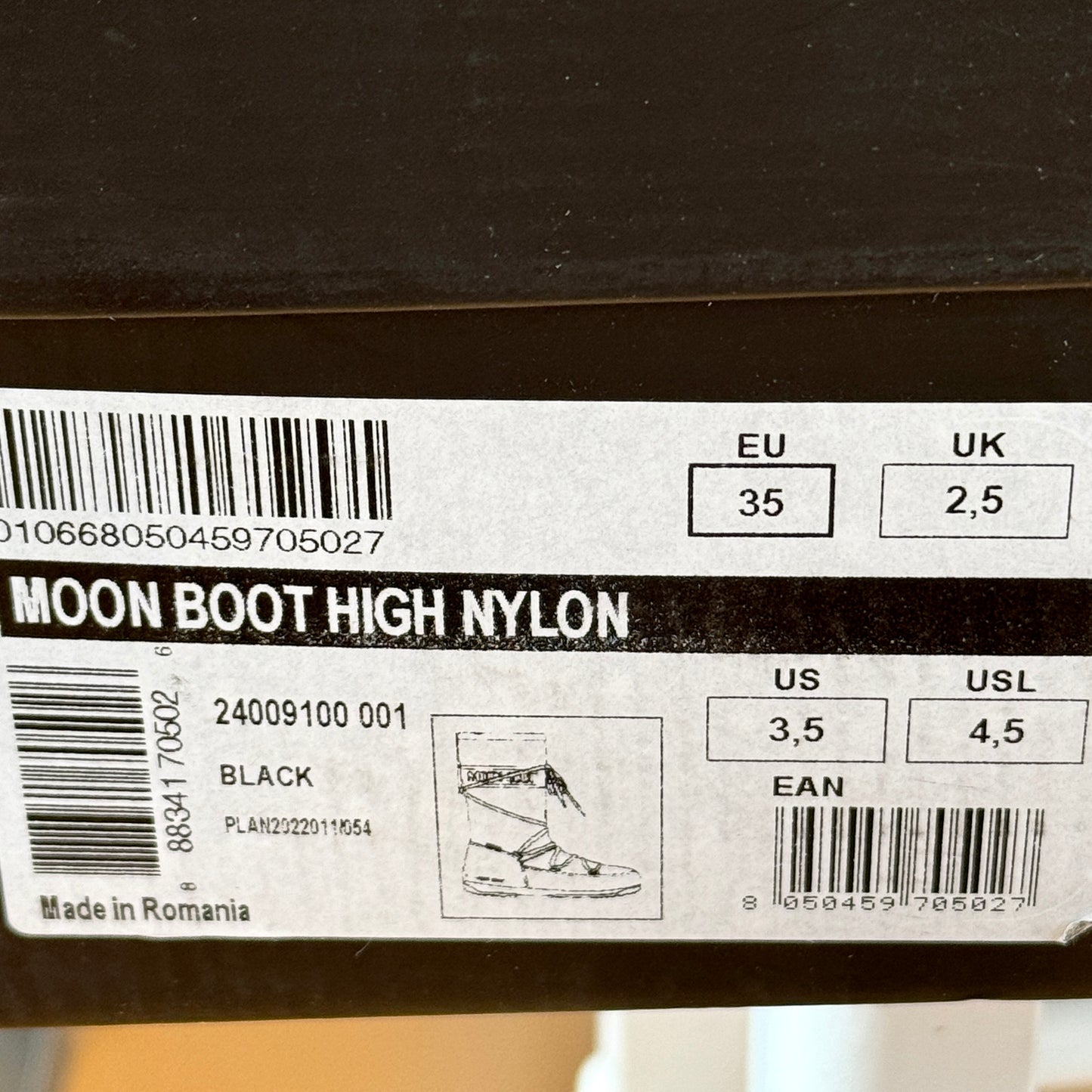 Moonboot High Nylon Classic All Black Snow Boots waterproof winter shoes