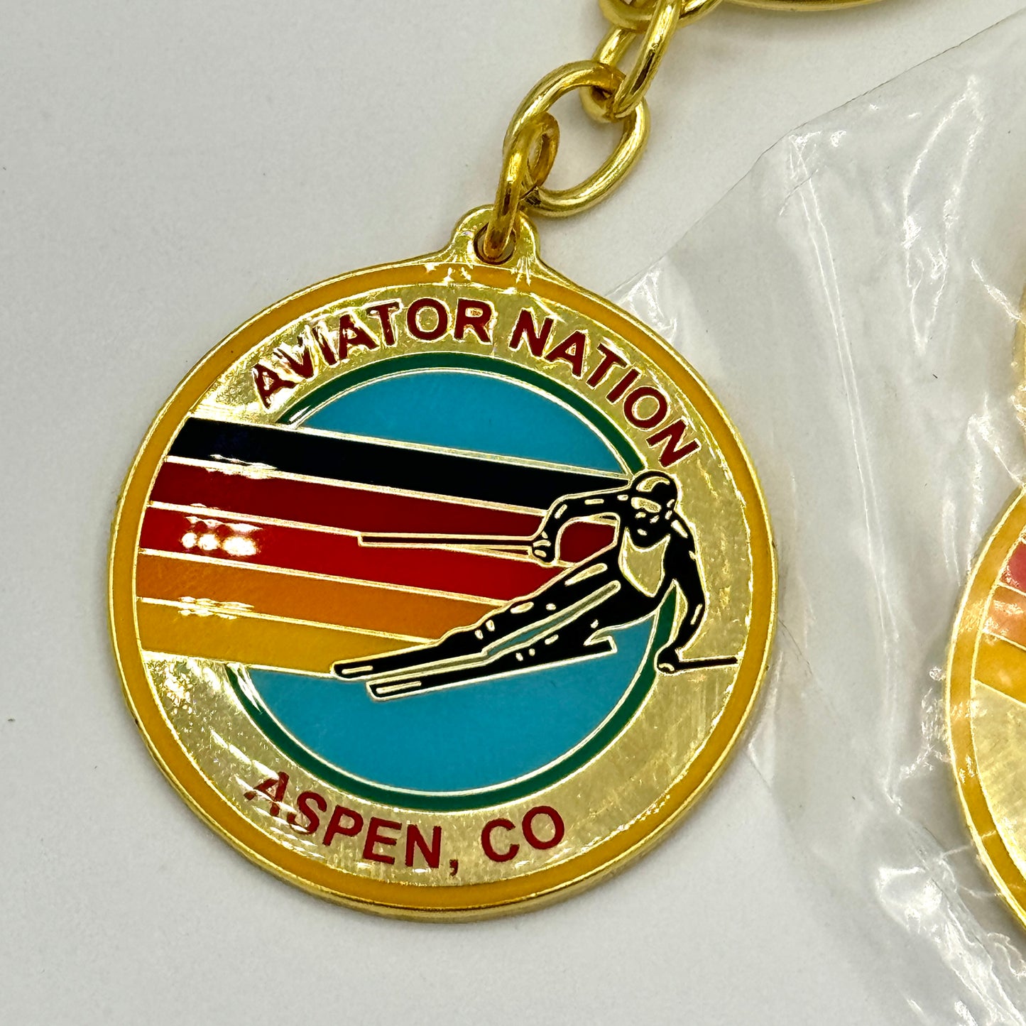 Aviator Nation BUNDLE (3) Logo Keychains Gold key chain brand new Aspen Soho