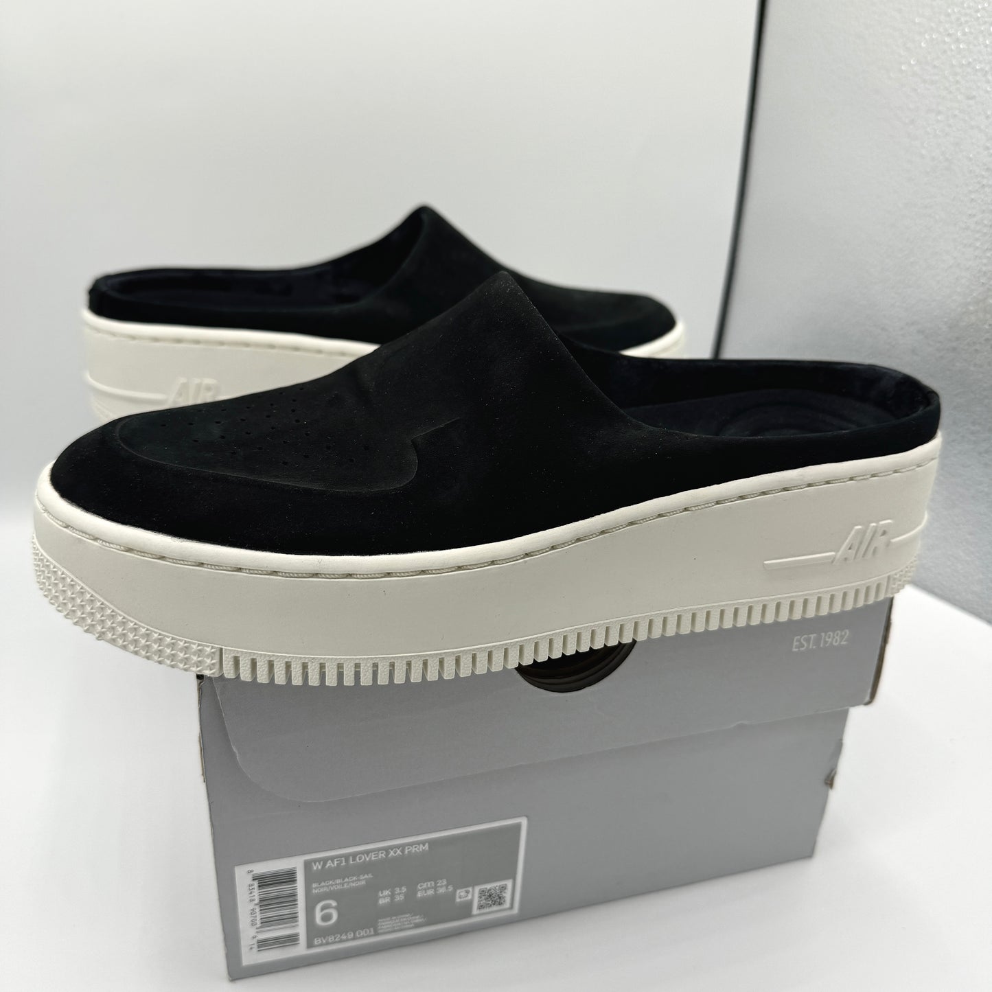 Nike Air Force 1 Lover XX Black Suede Leather Slip On Mule Platform sneakers